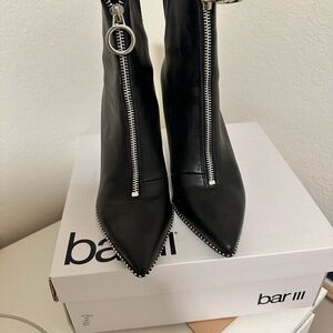 Bar III Black Heeled Boots with Zipper Detail